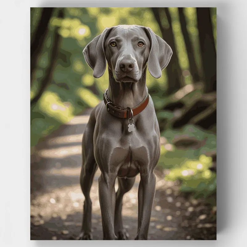 Elegante Weimaraner en Sendero del Bosque - Kit de pintar por números - Lienzo Enrollado / 24 Colores Directo De Fábrica