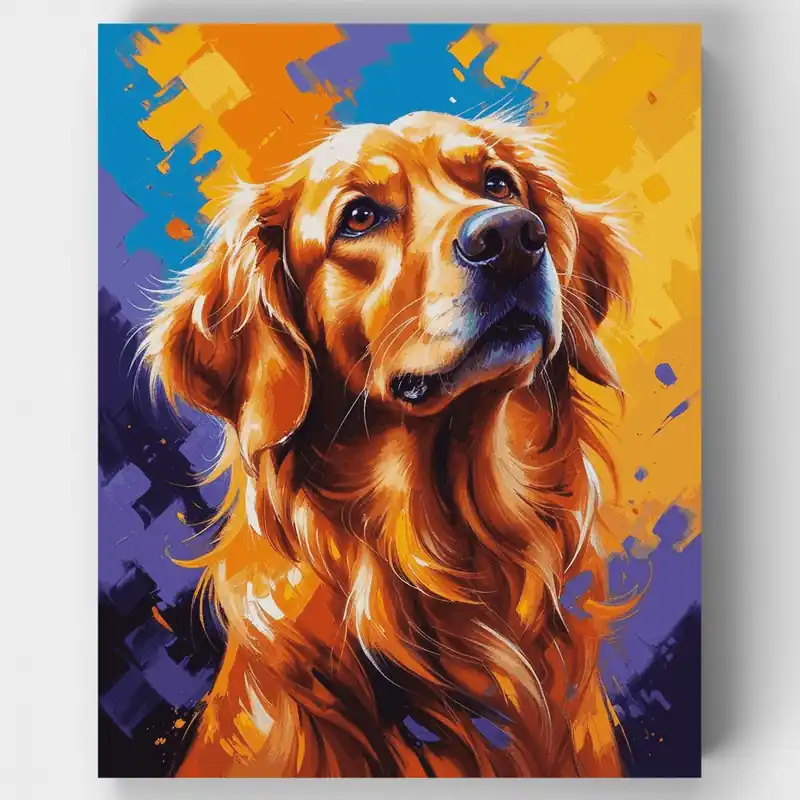 Retrato de Spaniel Dorado - Kit de pintar por números - Lienzo Enrollado / 24 Colores Edición Limitada