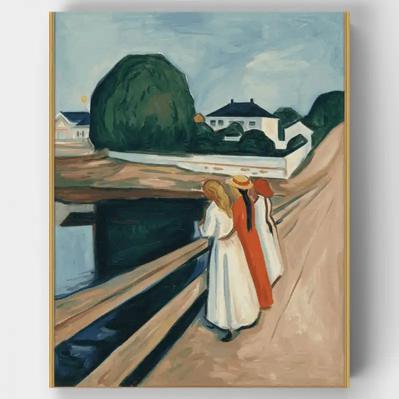 Precio Económico Las chicas en el puente - Kit de pintar por números - Lienzo Enrollado / 24 Colores