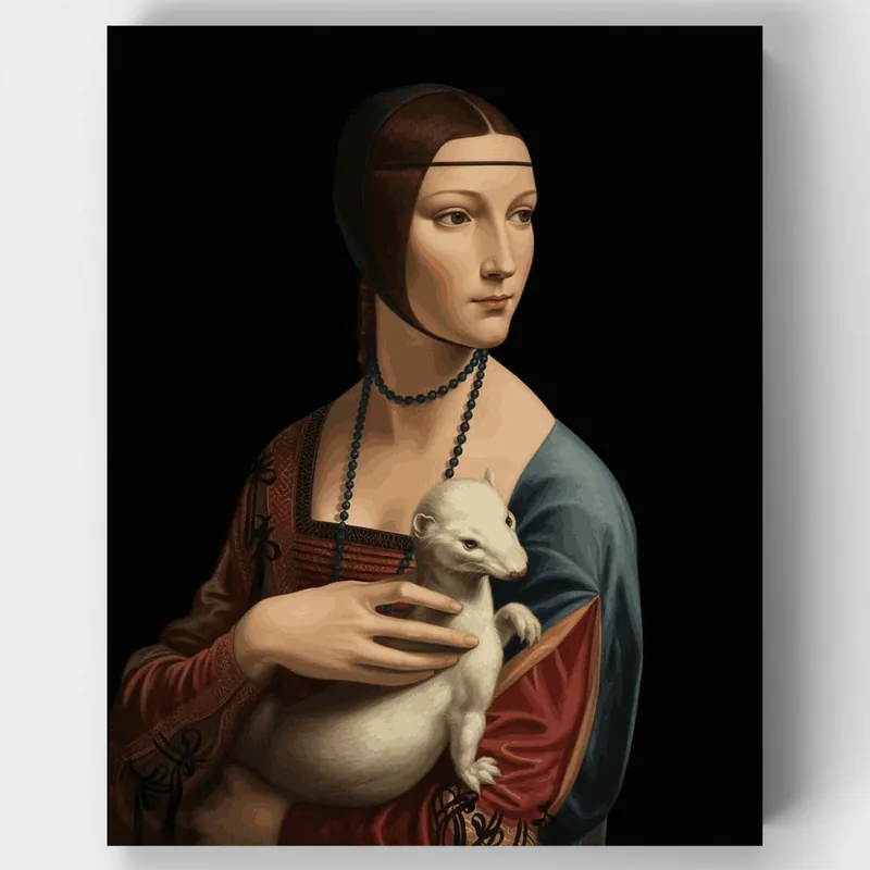 Devolución Gratuita Dama con armiño - Kit de pintar por números - Lienzo Enrollado / 24 Colores