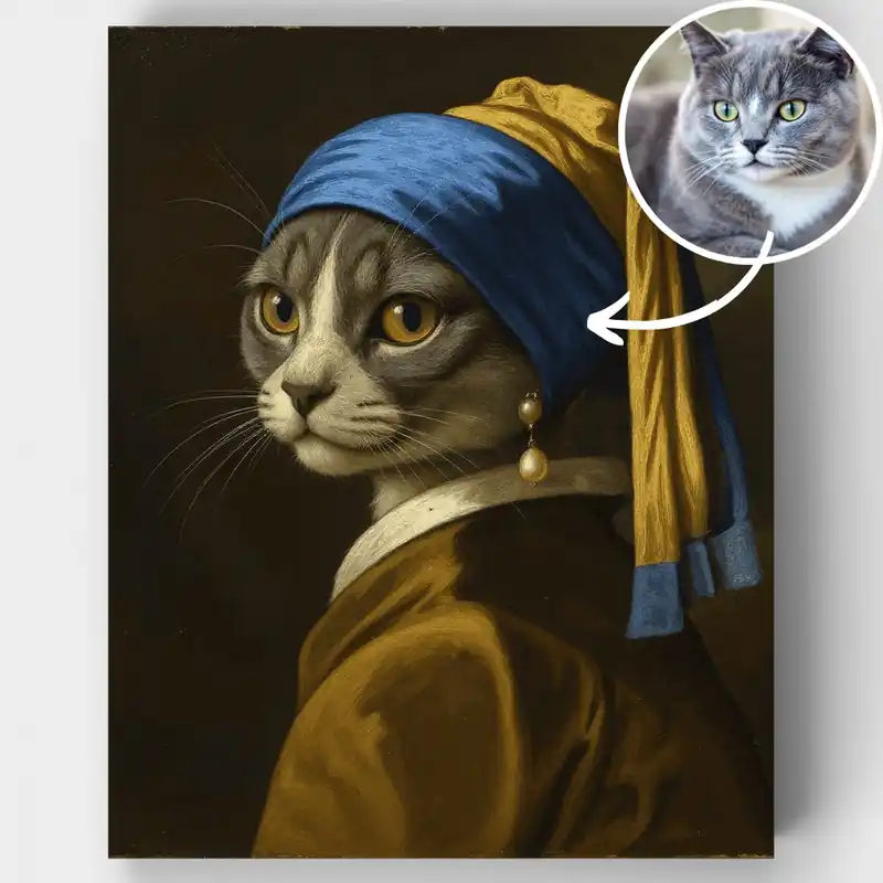 De Moda Retrato Felino Renacentista - Kit de pintar por números - Lienzo Enrollado / 24 Colores