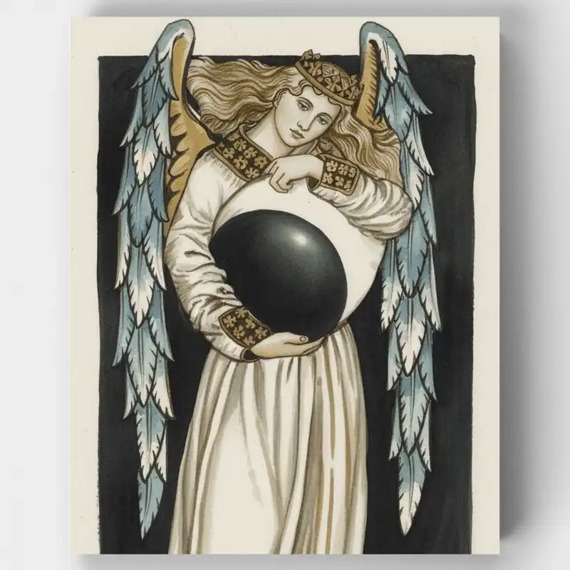 Ángel Nocturno Sosteniendo Una Luna Menguante - Kit de Pintar por Números - Lienzo Enrollado / 24 Colores Marca Reconocida