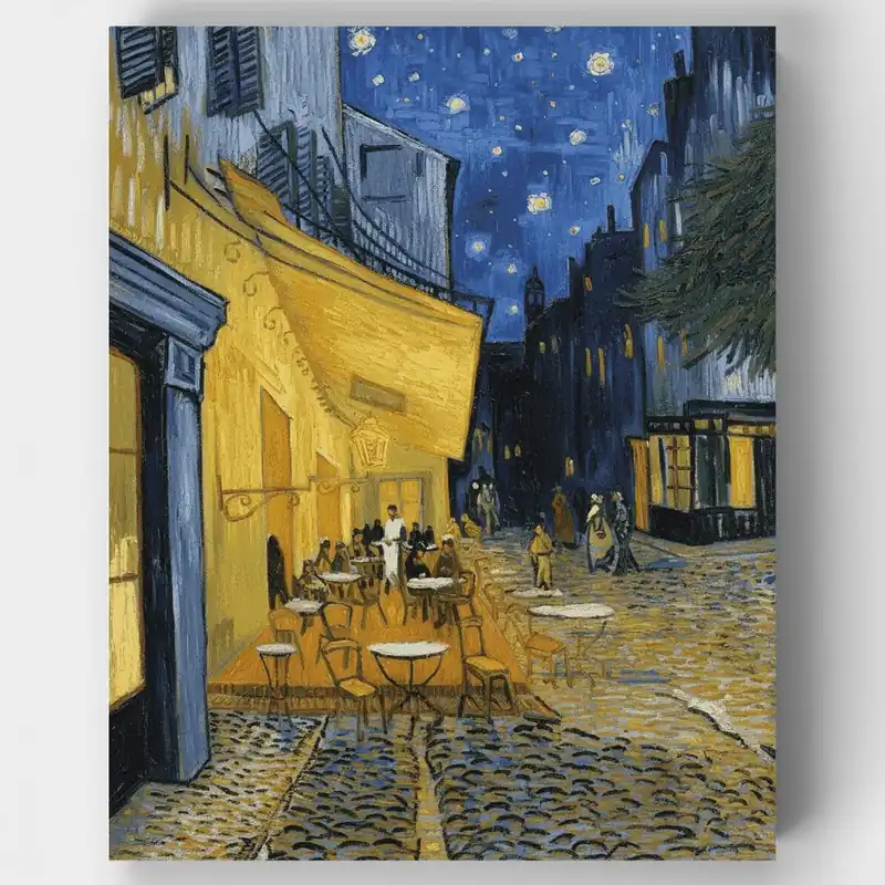 Súper Precio La terraza del café por la noche - Kit de pintar por números - Lienzo Enrollado / 24 Colores