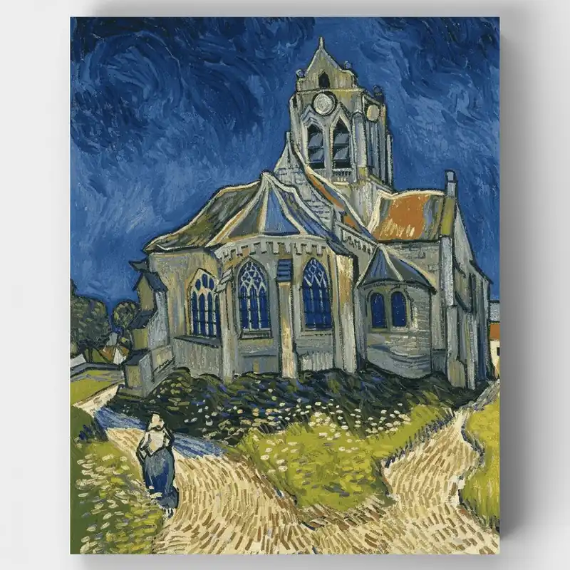 Venta Final La Iglesia de Auvers - Kit de pintar por números - Lienzo Enrollado / 24 Colores