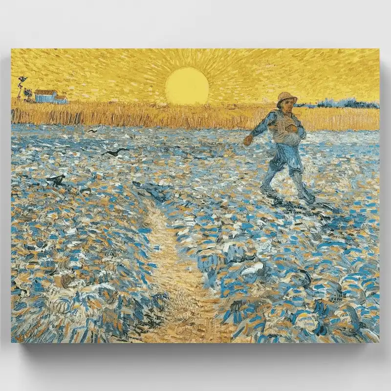 Solo Hoy Sembrador al atardecer - Kit de pintar por números - Lienzo Enrollado / 24 Colores