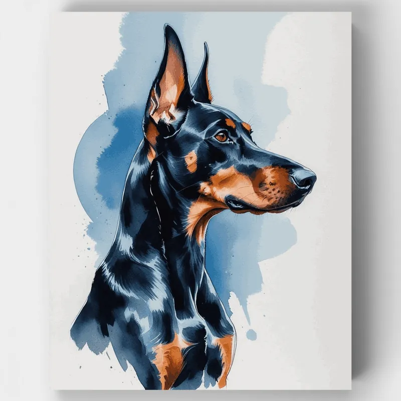A Buen Precio Majestic Doberman Profile Portrait - Paint by Numbers Kit - Lienzo Enrollado / 24 Colores
