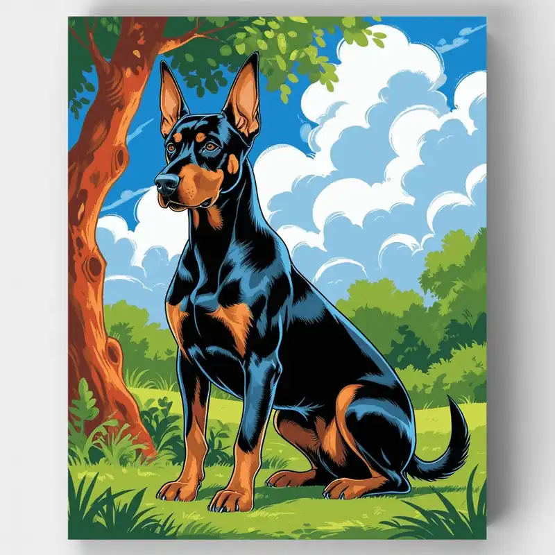 Doberman in Nature - Paint by Numbers Kit - Lienzo Enrollado / 24 Colores Envío Inmediato