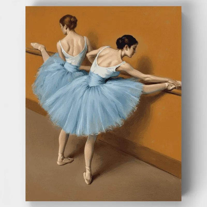 Bailarinas en la Barra - Kit de pintar por números - Lienzo Enrollado / 24 Colores Oferta Flash