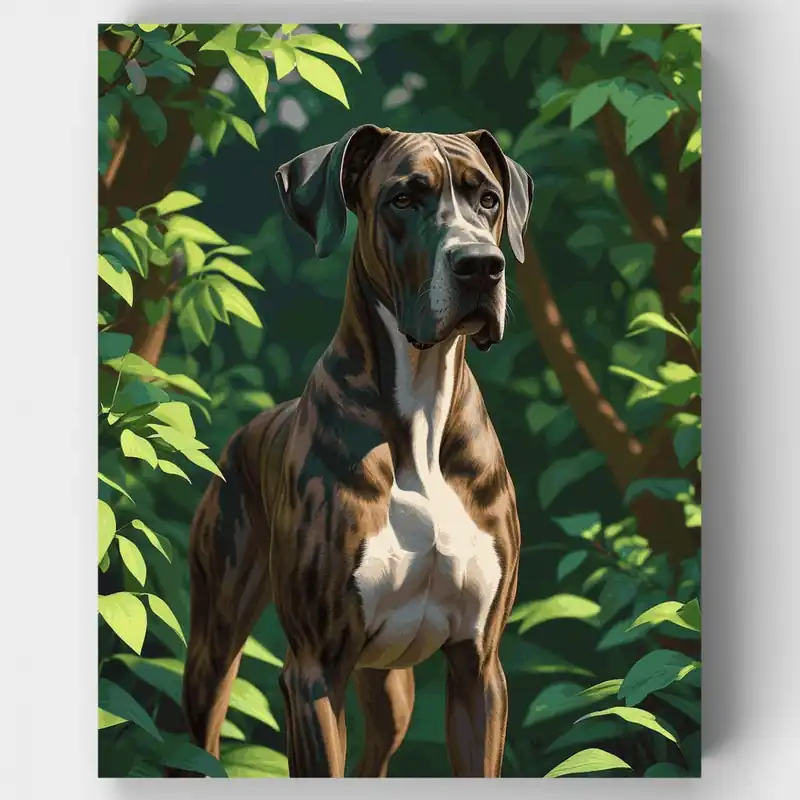 Majestuoso Gran Danés en la Naturaleza - Kit de pintar por números - Lienzo Enrollado / 24 Colores Más Vendido