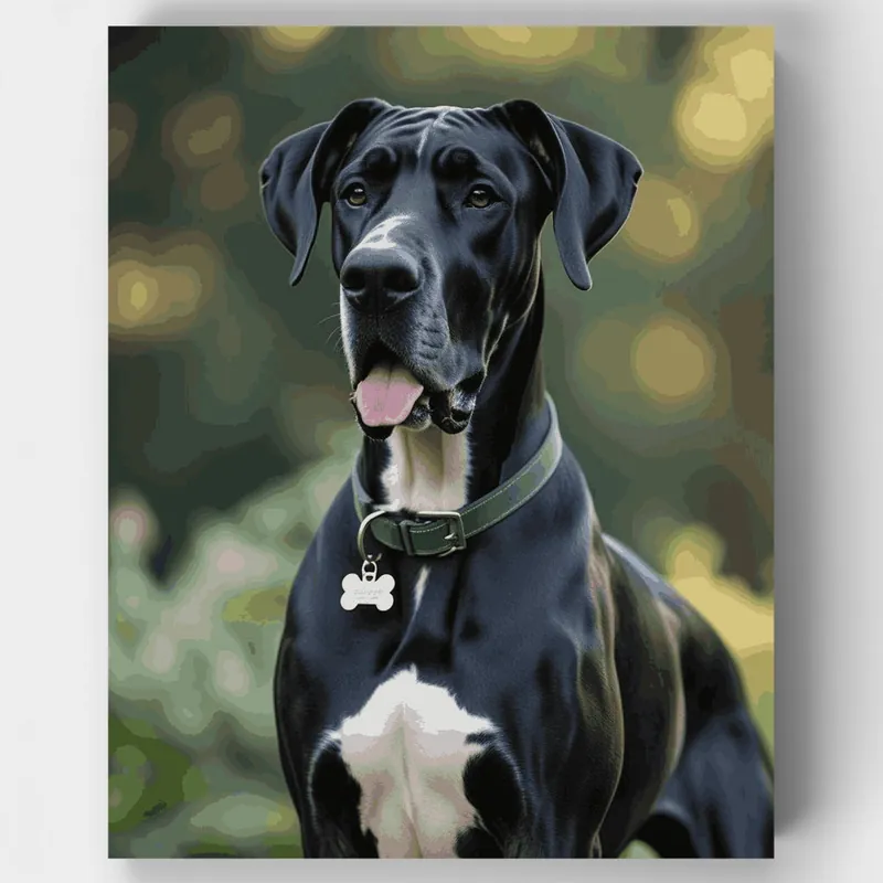 Rebajas Retrato Majestuoso de Gran Danés - Kit de Pintar por Números - Lienzo Enrollado / 24 Colores