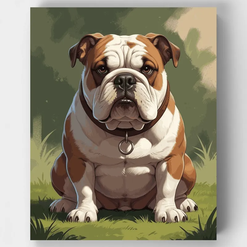 Retrato Majestuoso de Bulldog - Kit de pintar por números - Lienzo Enrollado / 24 Colores Devolución Gratuita