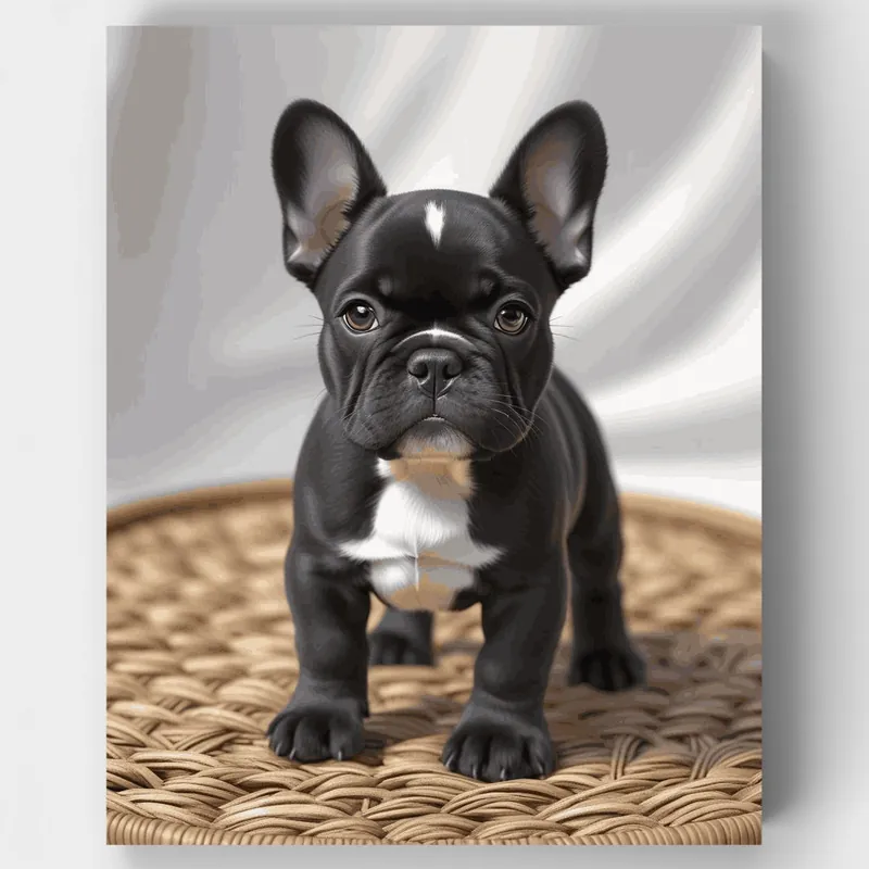 Cachorro de Bulldog Francés - Kit de pintar por números - Lienzo Enrollado / 24 Colores Descuento