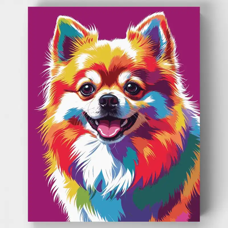Pomerania Arcoíris Vibrante - Kit de pintar por números - Lienzo Enrollado / 24 Colores Artesanal