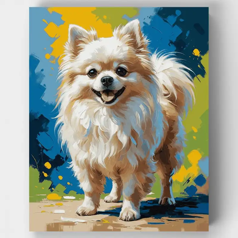 Pomerania Sonriente - Kit de pintar por números - Lienzo Enrollado / 24 Colores Solo Hoy