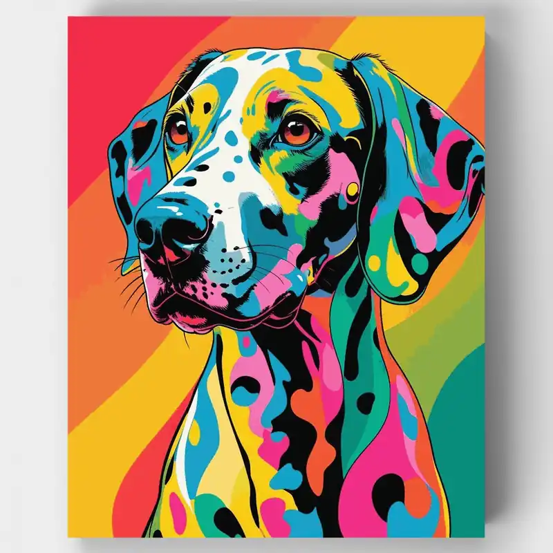 Vibrant Pop Art Dalmatian - Paint by Numbers Kit - Lienzo Enrollado / 24 Colores Directo De Fábrica