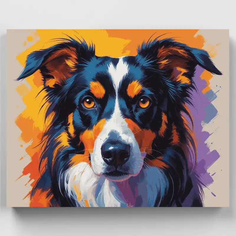 Border Collie Portrait - Paint by Numbers Kit - Lienzo Enrollado / 24 Colores Oferta Flash