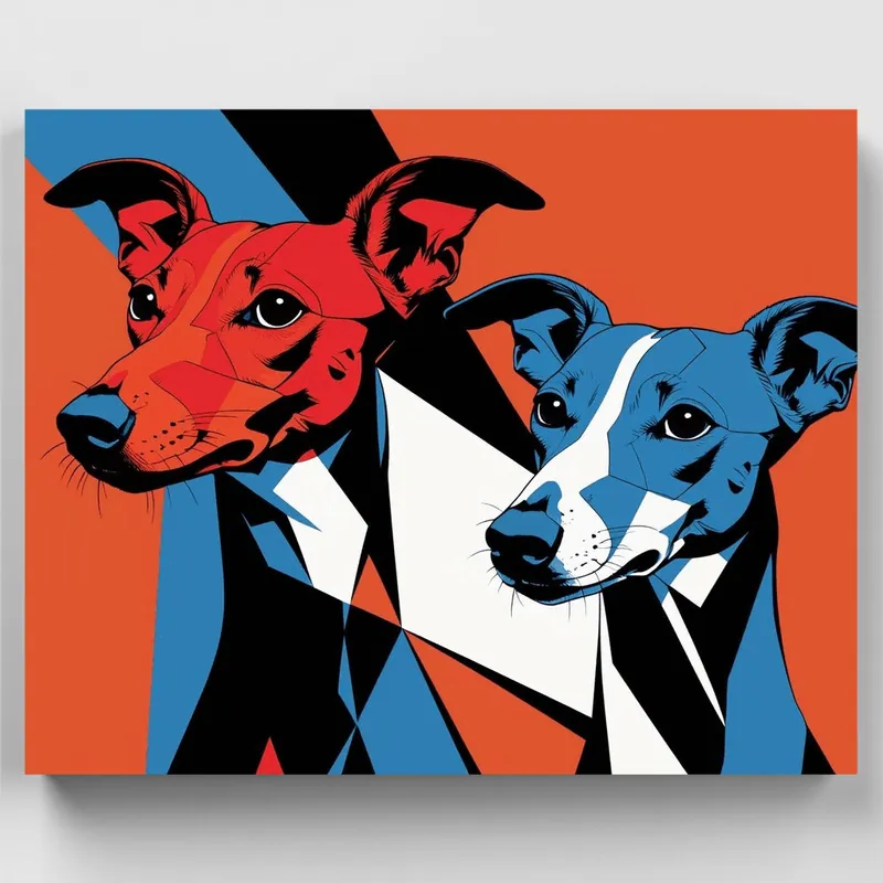 Mayoreo Perros Geométricos - Kit de pintar por números - Lienzo Enrollado / 24 Colores