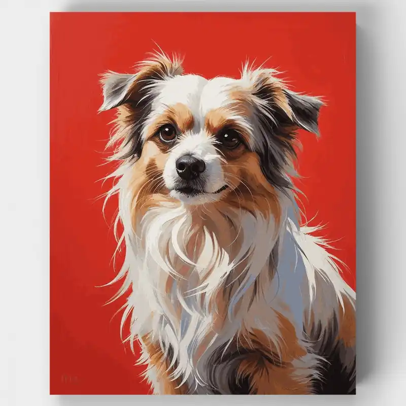 Directo De Fábrica Pastor Australiano con Pelaje Esponjoso - Kit de pintar por números - Lienzo Enrollado / 24 Colores