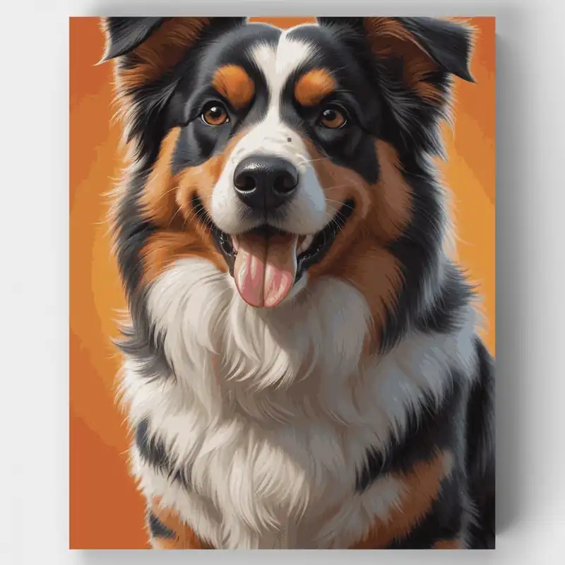 Venta Final Retrato de Pastor Australiano Tricolor - Kit de pintar por números - Lienzo Enrollado / 24 Colores
