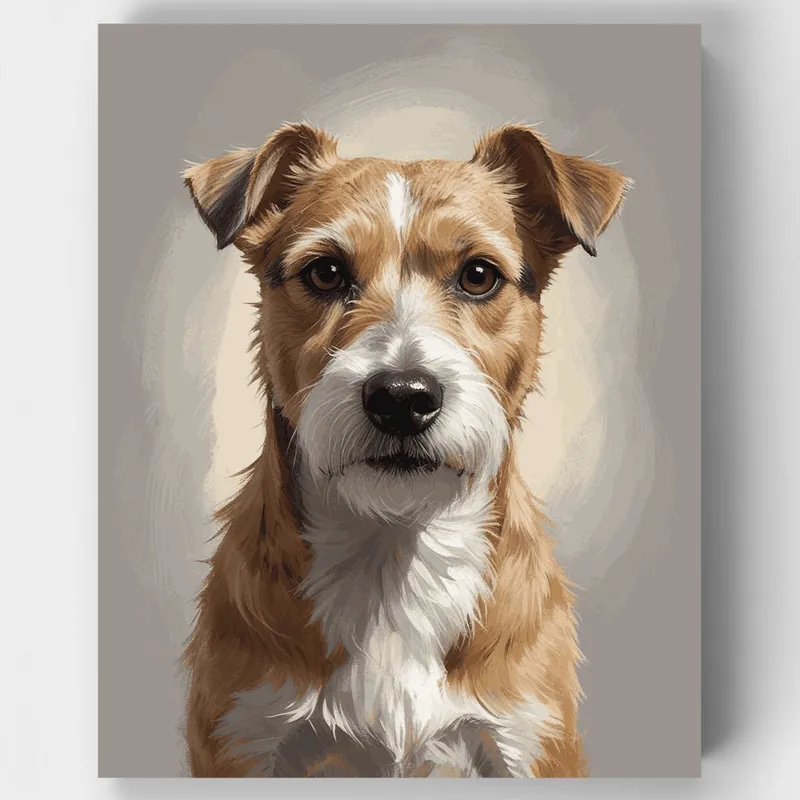 Retrato de Border Terrier - Kit de pintar por números - Lienzo Enrollado / 24 Colores Artesanal