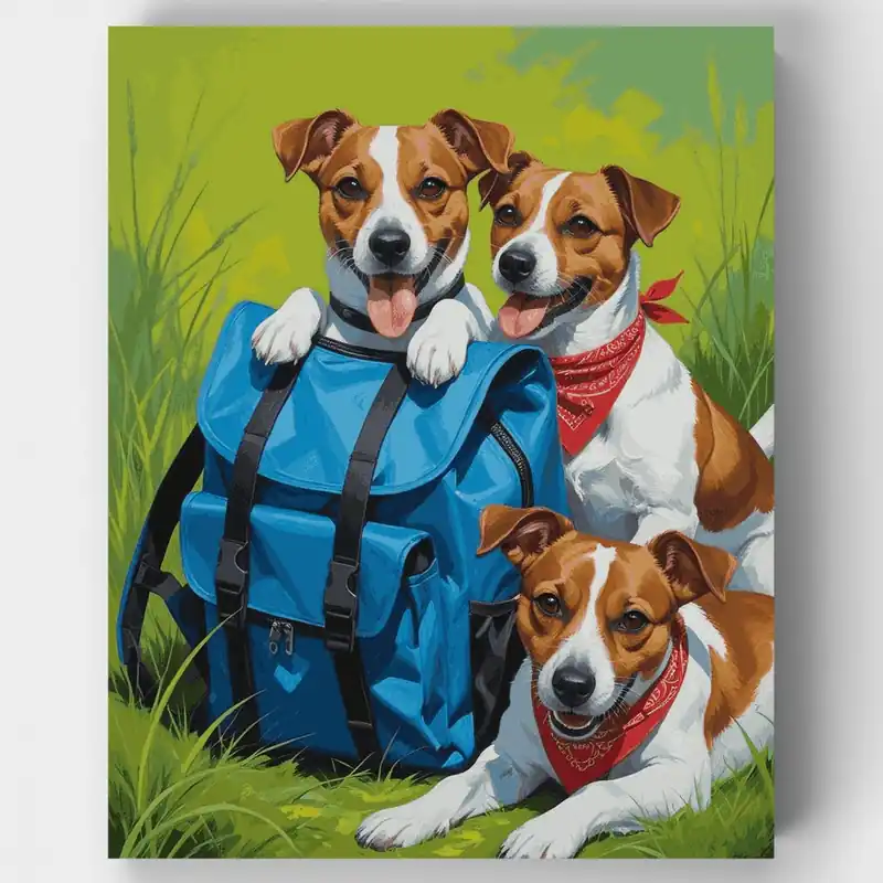 Escuadrón de Aventuras Jack Russell - Kit de pintar por números - Lienzo Enrollado / 24 Colores Oferta De Temporada