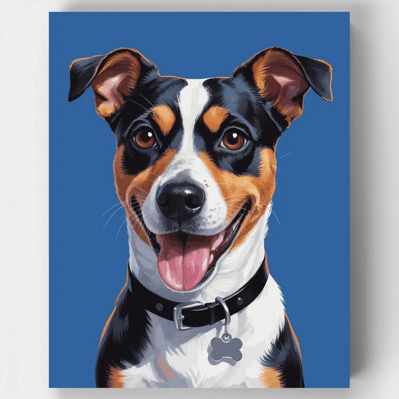 Gran Oferta Jack Russell Terrier Feliz - Kit de pintar por números - Lienzo Enrollado / 24 Colores
