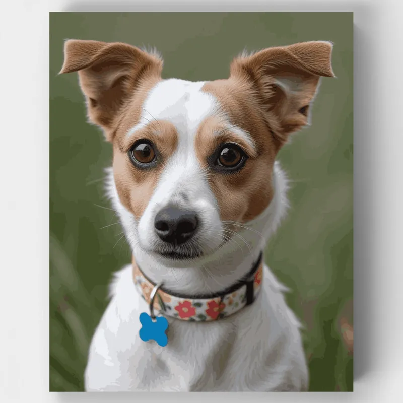 Retrato Adorable de Jack Russell - Kit de pintar por números - Lienzo Enrollado / 24 Colores Garantía De Devolución De Dinero