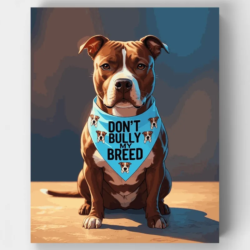 Tendencia No Intimides a Mi Raza Pitbull - Kit de pintar por números - Lienzo Enrollado / 24 Colores