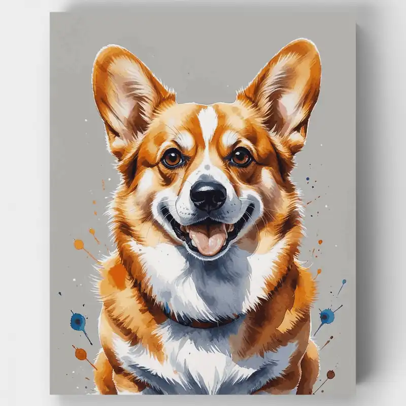 Gran Oferta Corgi - Kit de pintar por números - Lienzo Enrollado / 24 Colores