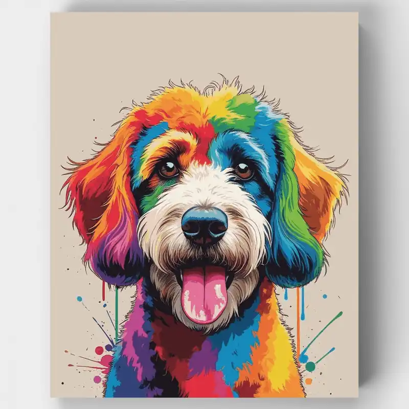 Rainbow Doodle - Kit de pintar por números - Lienzo Enrollado / 24 Colores Alta Calidad