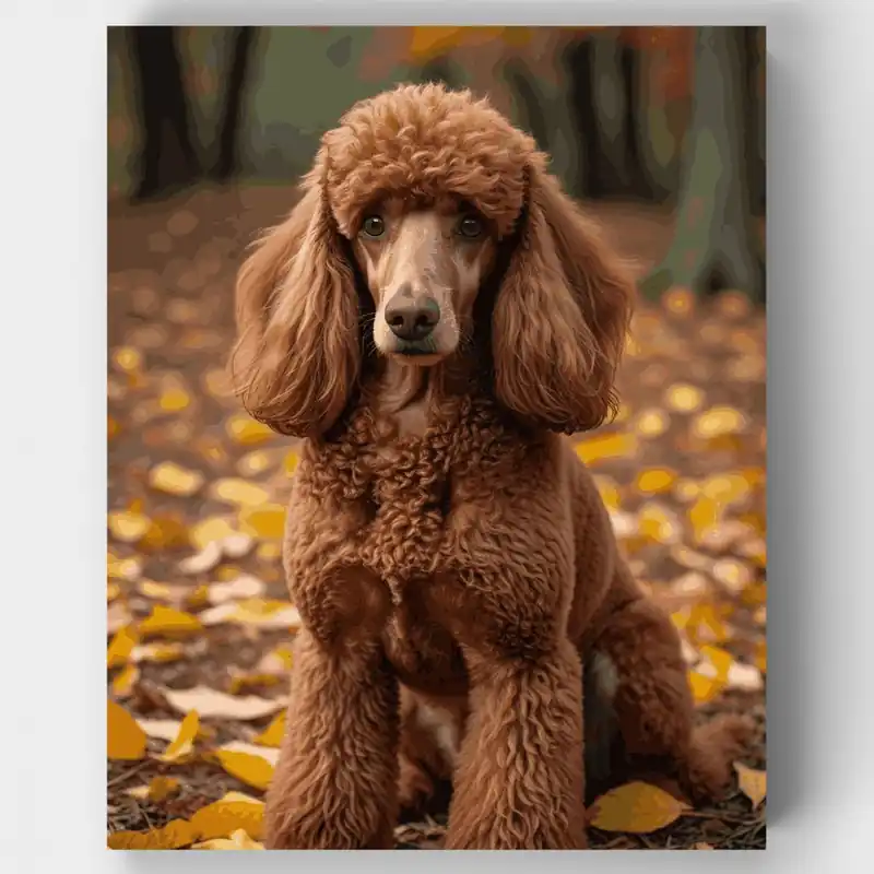 Elegante Caniche en Hojas de Otoño - Kit de pintar por números - Lienzo Enrollado / 24 Colores No Te Lo Pierdas