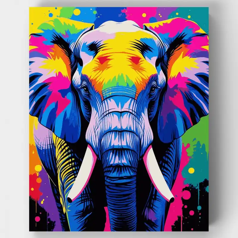 Precio De Fábrica Elefante Arcoíris Neón Arte Pop - Kit de pintar por números - Lienzo Enrollado / 24 Colores
