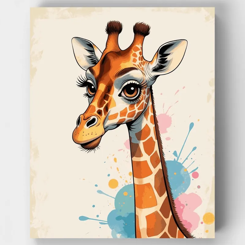 Retrato Caprichoso de Jirafa - Kit de pintar por números - Lienzo Enrollado / 24 Colores Precio De Oferta