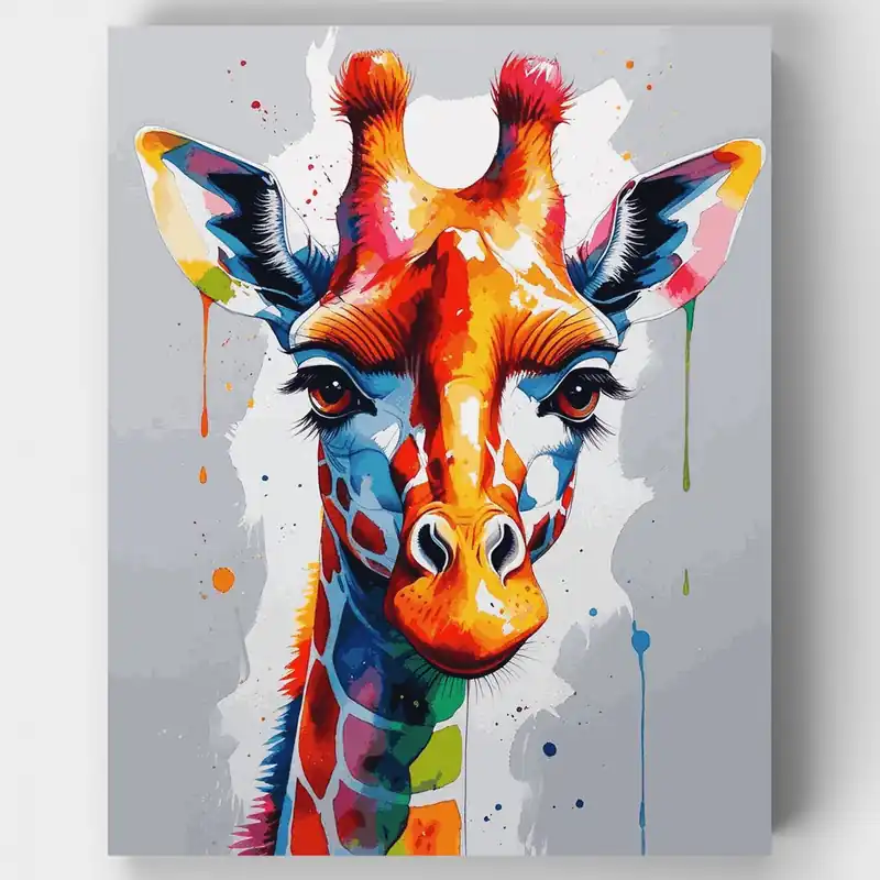 Jirafa Vibrante en Acuarela - Kit de pintar por números - Lienzo Enrollado / 24 Colores Favorito De Clientes