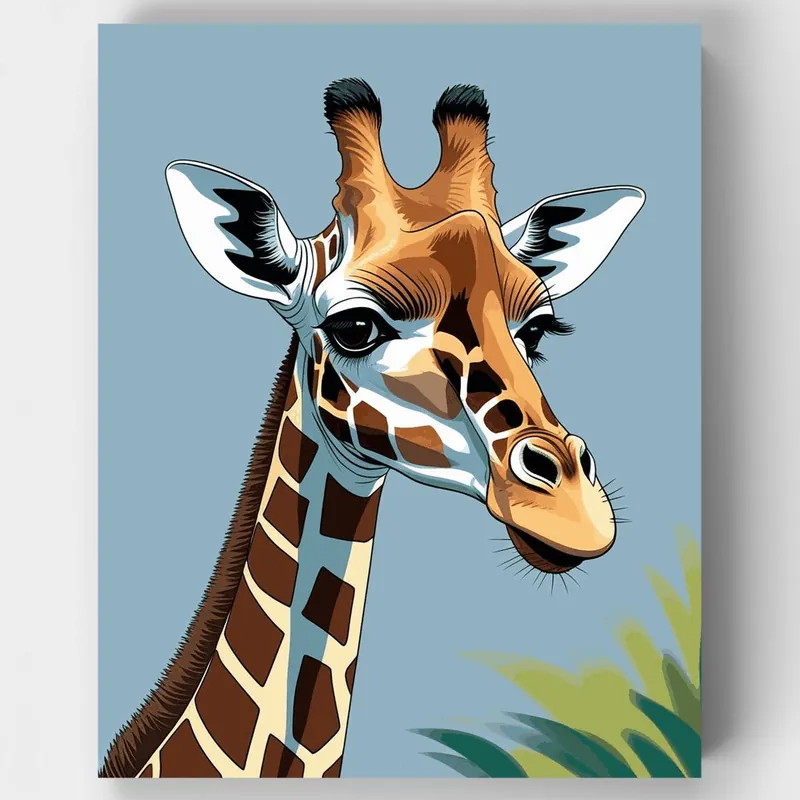 Retrato de Jirafa - Kit de pintar por números - Lienzo Enrollado / 24 Colores No Te Lo Pierdas