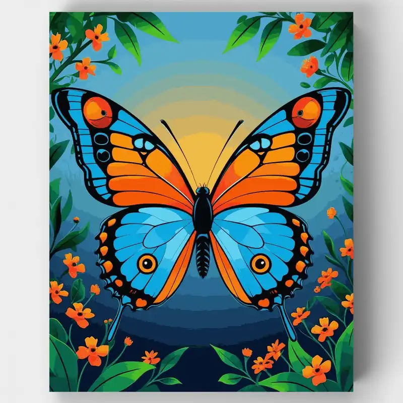 Mariposa Vibrante al Atardecer - Kit de pintar por números - Lienzo Enrollado / 24 Colores Envío Gratis