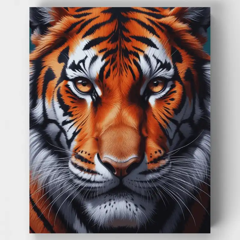A Buen Precio Primer Plano Intenso de Cara de Tigre - Kit de pintar por números - Lienzo Enrollado / 24 Colores