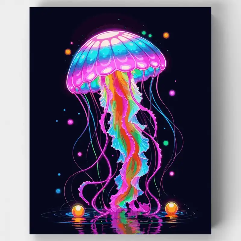 Solo Hoy Medusa Neón - Kit de pintar por números - Lienzo Enrollado / 24 Colores