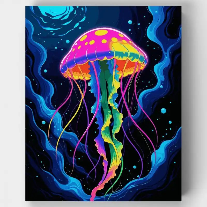 Medusa Psicodélica Arcoíris en Océano Profundo - Kit de pintar por números - Lienzo Enrollado / 24 Colores Garantía De Devolución De Dinero