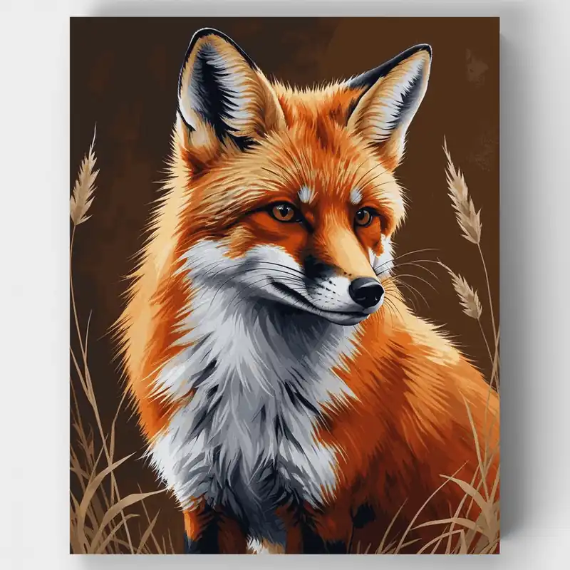 Retrato de Zorro Majestuoso - Kit de pintar por números - Lienzo Enrollado / 24 Colores No Te Lo Pierdas