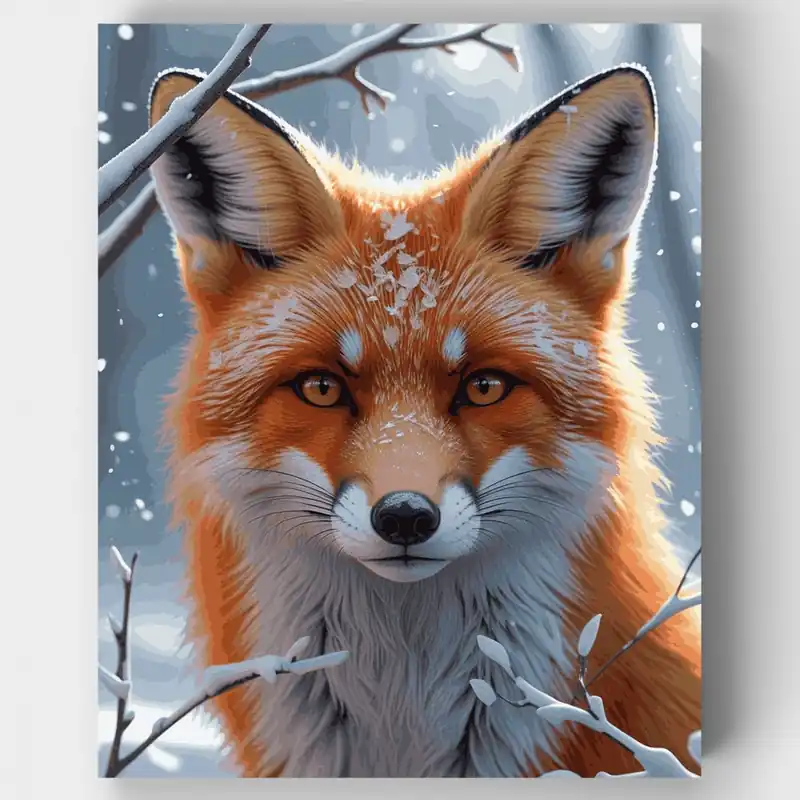 Zorro Invernal en Bosque Nevado - Kit de pintar por números - Lienzo Enrollado / 24 Colores Gran Oferta