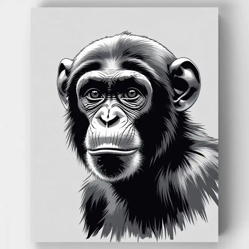 Retrato Majestuoso de Chimpancé - Kit de pintar por números - Lienzo Enrollado / 24 Colores Compra Ahora