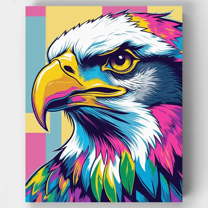 Lujoso Retrato de Águila Vibrante - Kit de pintar por números - Lienzo Enrollado / 24 Colores