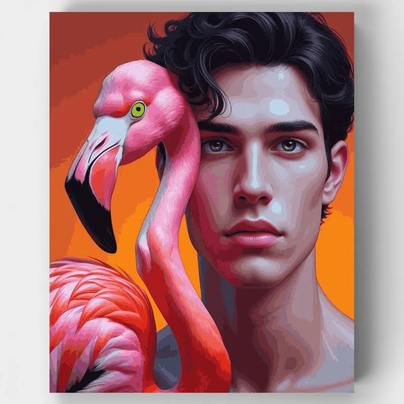 Hombre con Retrato de Flamenco - Kit de pintar por números - Lienzo Enrollado / 24 Colores Precio Rebajado