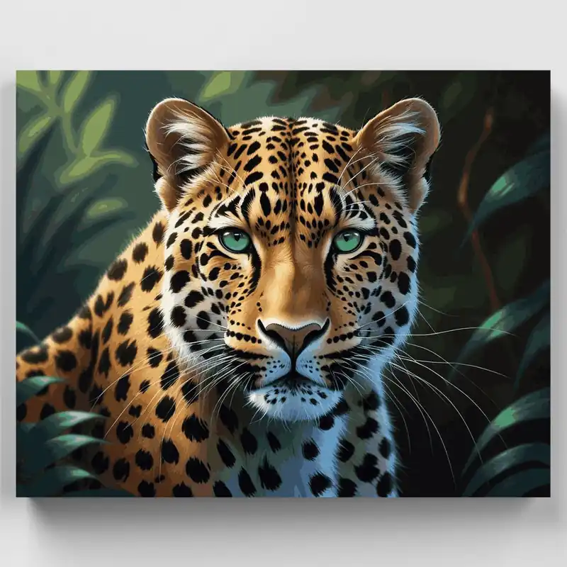 Súper Precio Leopardo Majestuoso en la Jungla - Kit de pintar por números - Lienzo Enrollado / 24 Colores