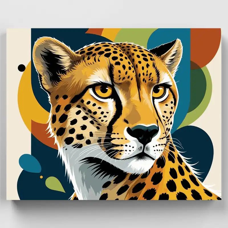 Retrato Majestuoso de Guepardo - Kit de pintar por números - Lienzo Enrollado / 24 Colores Solo Hoy