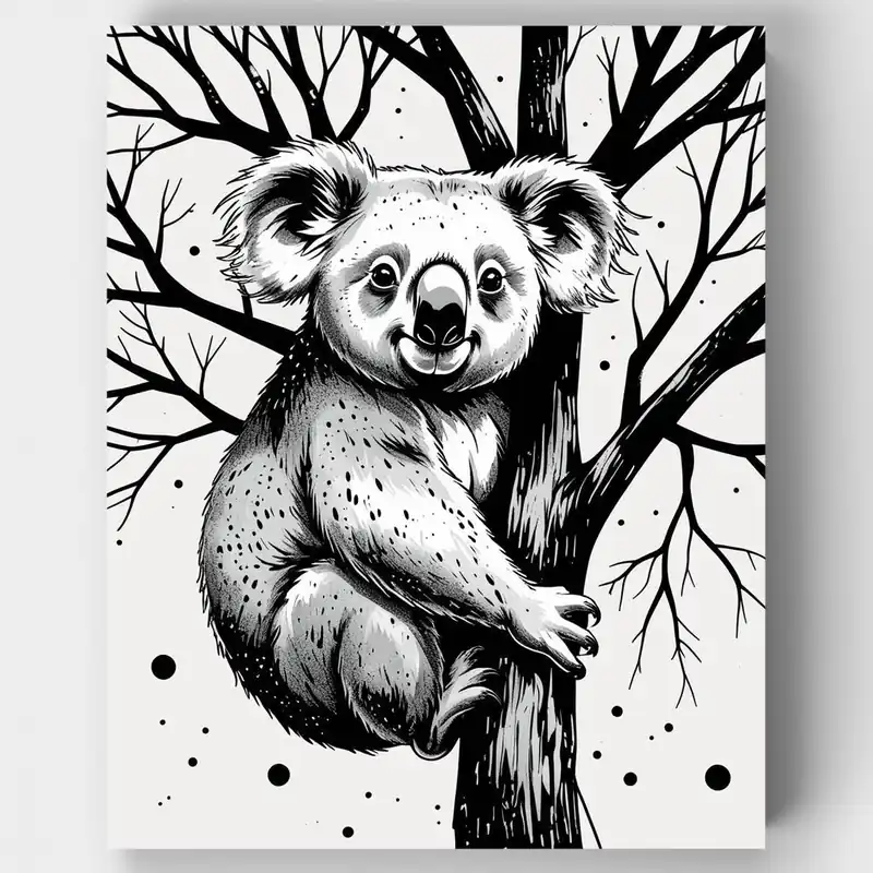 Koala en Árbol de Eucalipto - Kit de pintar por números - Lienzo Enrollado / 24 Colores Venta Final