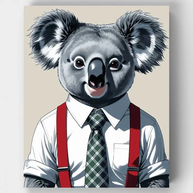 Koala de Negocios con Tirantes - Kit de Pintar por Números - Lienzo Enrollado / 24 Colores Original