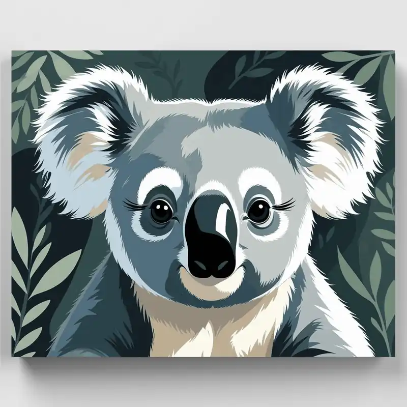 Retrato de Koala Adorable - Kit de pintar por números - Lienzo Enrollado / 24 Colores Original