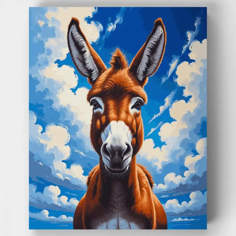 Retrato de Burro Alegre - Kit de pintar por números - Lienzo Enrollado / 24 Colores Oferta De Temporada